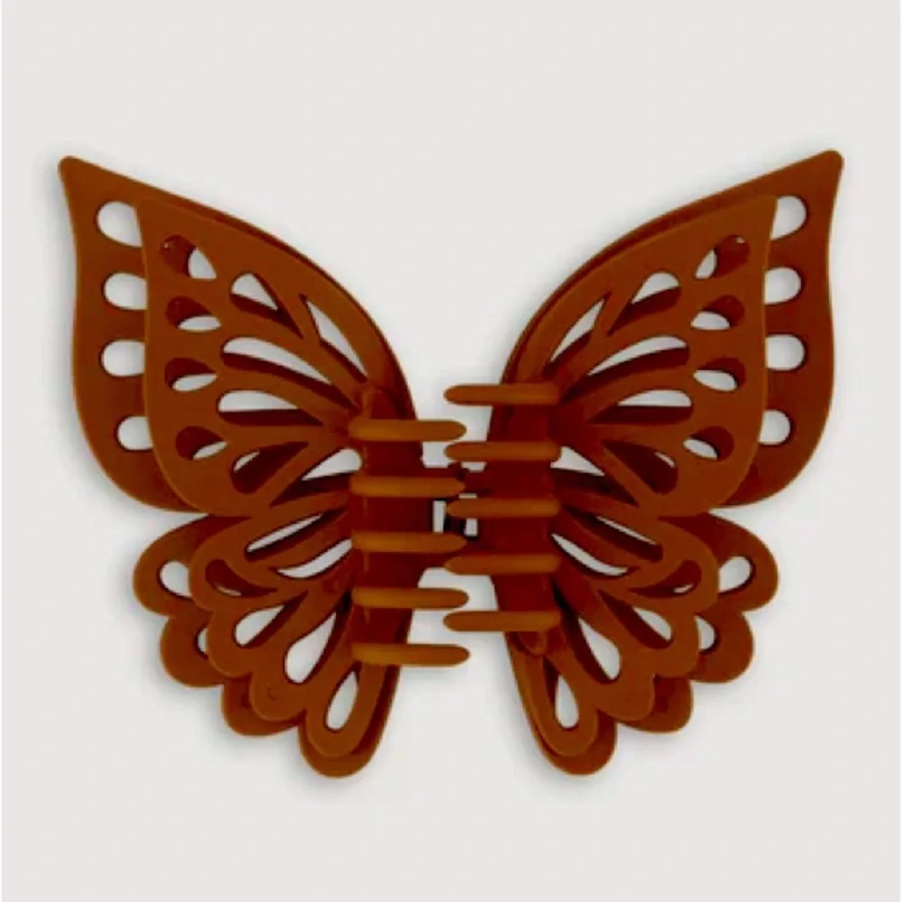 Butterfly Hair Claw Clip – Cute Girly Aesthetic Hair Accessory Brown Large